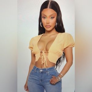 FashionNova Blouse Tie Front Top Orange Medium